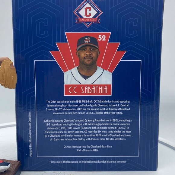 MLB CC Sabathia Cleveland Guardians Bobblehead Indians Drugmart 2024 NEW - Picture 5 of 9